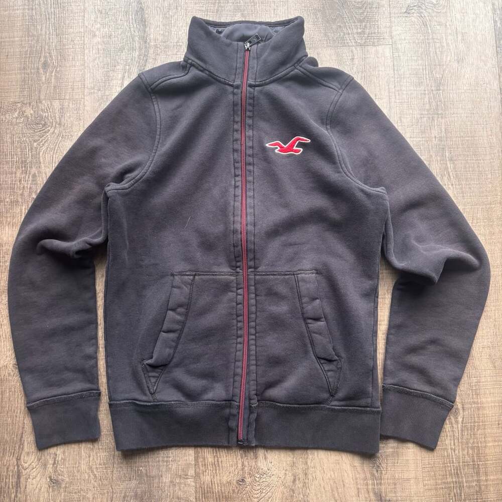 Hollister Full Zip Sweatshirt Size M Black Mock Neck